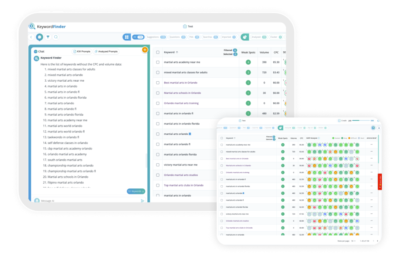 screenshot of Keyword Finder